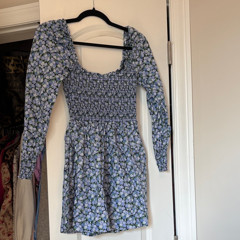 Hill House Blue Floral Long Sleeve Dress